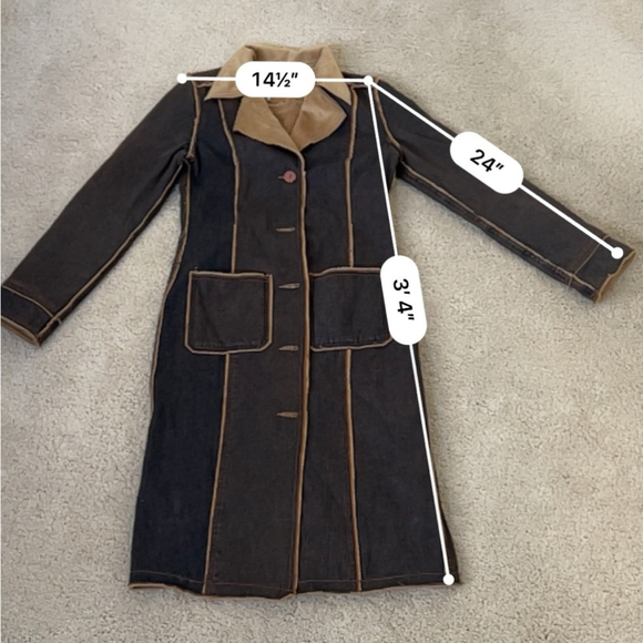 Vintage Hot Sauce denim and Sherpa lined duster coat. Size S - Picture 2 of 6